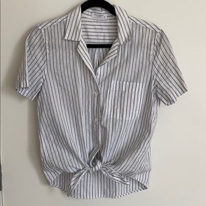 Button Down Waist Tie Top